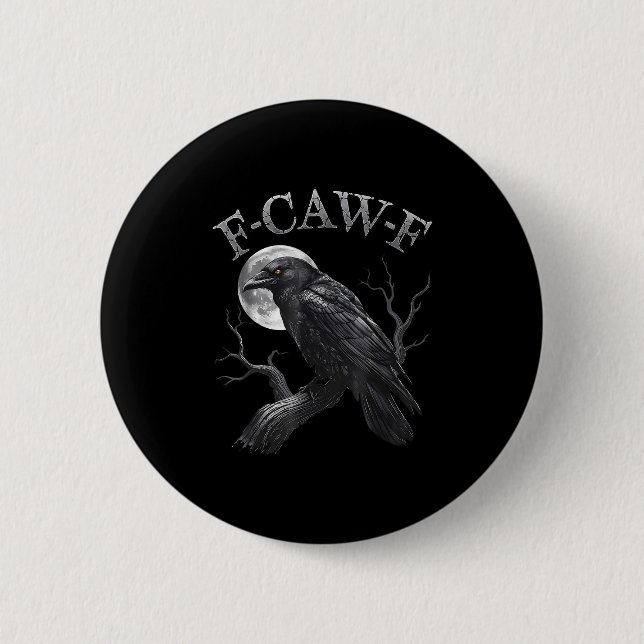 F Caw F Mörk Full Moon Krona Bird Raven Halloween Knapp (Framsida)
