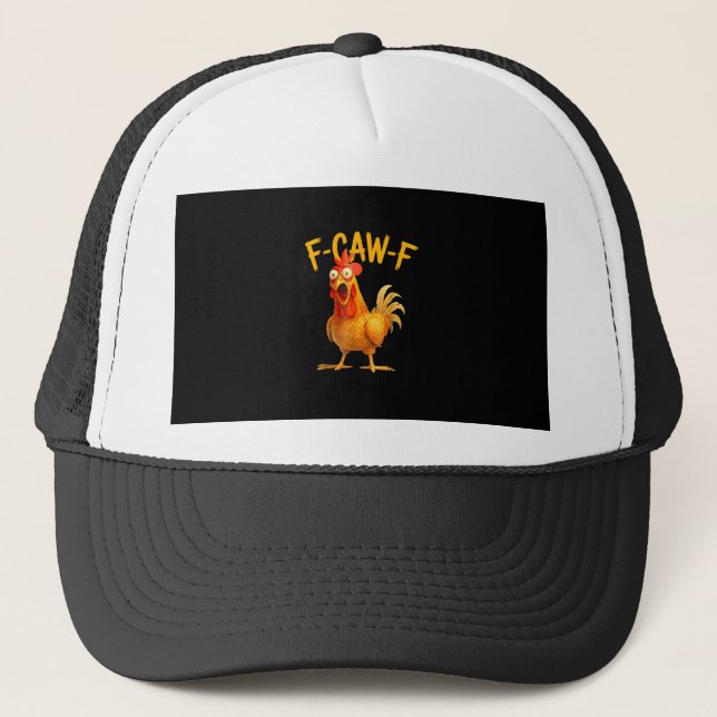 F-Caw-F Pun Funny Chicken Rooster Cawing Grunge Keps (Framsida)