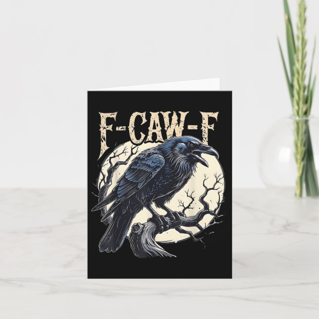 F-caw-f Raven Funny Kråka Pun Retro Gothic Aesthet Kort (Framsida)