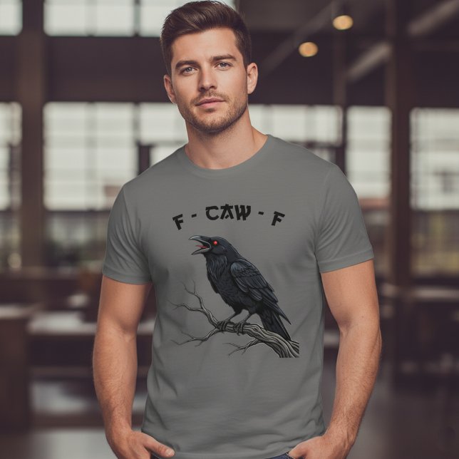 F-CAW-F Raven Kråka Funny Gothic Bird Art T Shirt (Skapare uppladdad)
