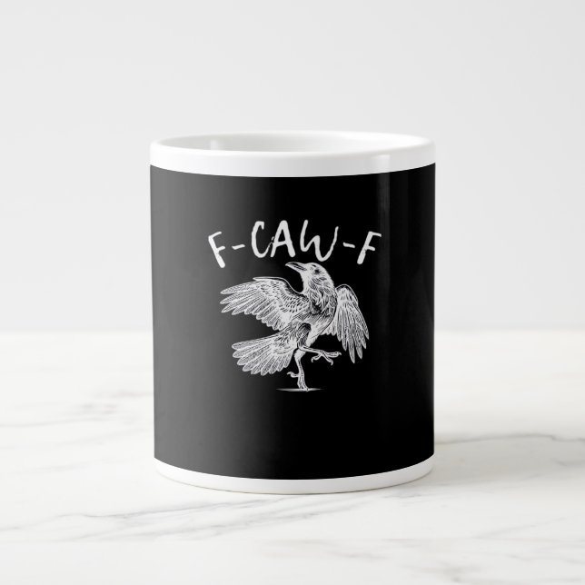 F-Caw-F Raven Vintage Grafik Jumbo Mugg (Framsidan)