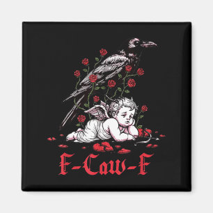 F-caw-f Rolig Blommig Svart Fågel Cupid Anti Valen Magnet