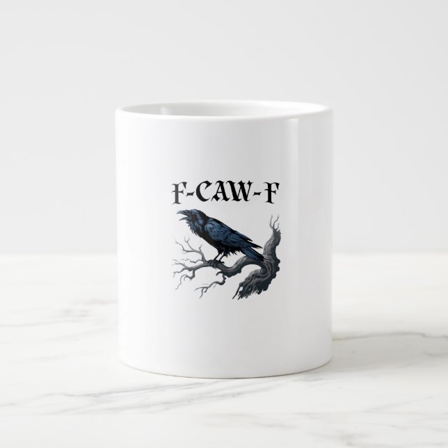 F-Caw-F Rolig Fågel Kråka Jumbo Mugg (Framsidan)