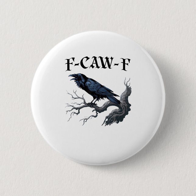 F-Caw-F Rolig Fågel Kråka Knapp (Framsida)