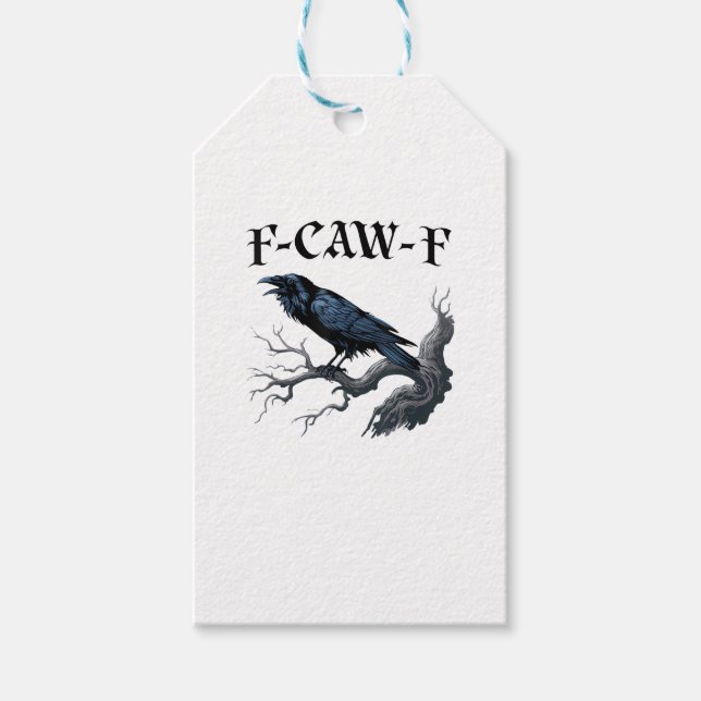 F-Caw-F Rolig Fågel Kråka Presentetikett (Framsidan)