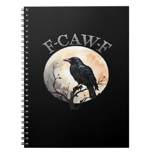 F Caw F Rolig Fågel Måne Minimal Ren Stil Anteckningsbok (Framsidan)