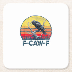 F-Caw-F Rolig Korp Kråka Vintage Gotisk Fågel Skäm Underlägg Papper Kvadrat