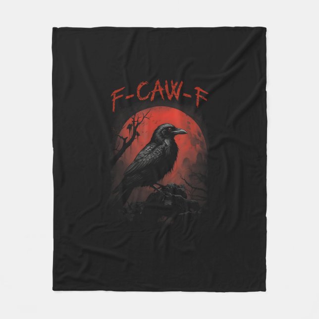 F-Caw-F Rolig Kråka Blodmån Gotisk Vuxen Humor Fleecefilt (Framsidan)