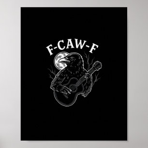 F Caw F Rolig Kråka Gitarr Halloween Vintage Stil Poster