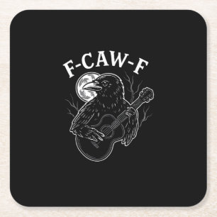 F Caw F Rolig Kråka Gitarr Halloween Vintage Stil Underlägg Papper Kvadrat