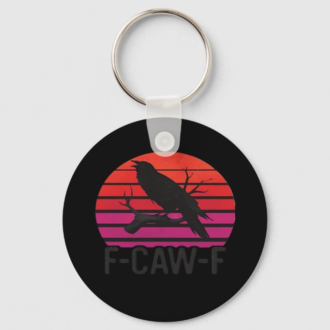 F-Caw-F Rolig Kråka Klassisk Minimal Ren Nyckelring (Framsida)
