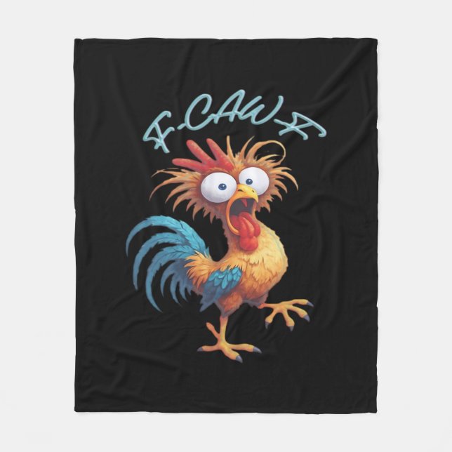 F Caw F Rolig Kyckling Humor Retro Stil Fleecefilt (Framsidan)