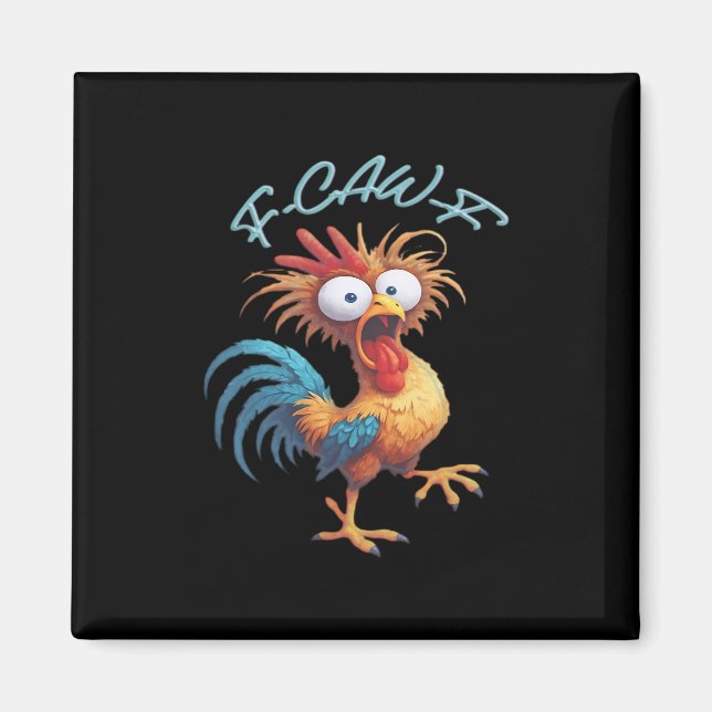 F Caw F Rolig Kyckling Humor Retro Stil Magnet (Framsidan)