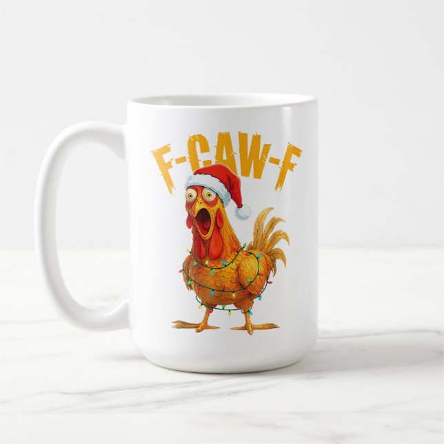 F-Caw-F Rolig Kyckling Julbelysning Tomtehatt  Kaffemugg (Vänster)
