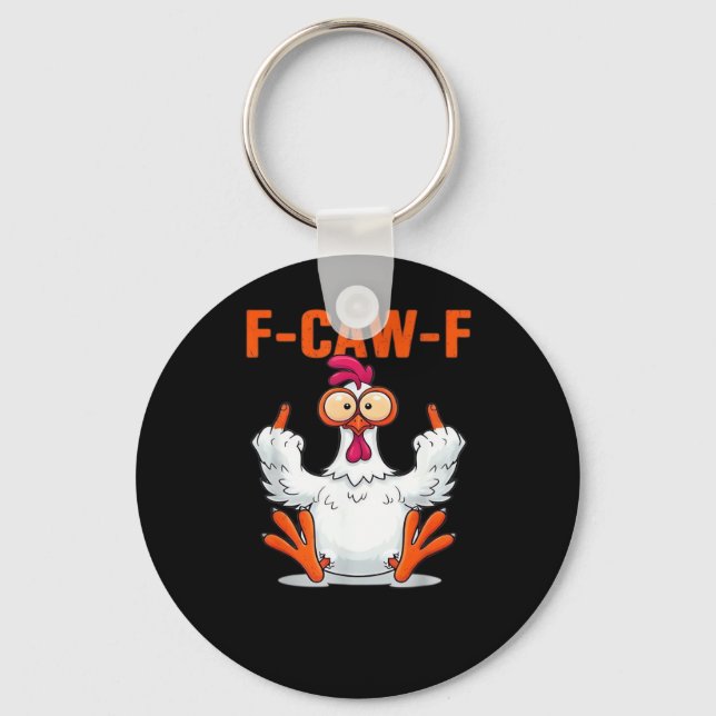 F-Caw-F Rolig Kyckling Klassisk Minimal Ren Nyckelring (Framsida)