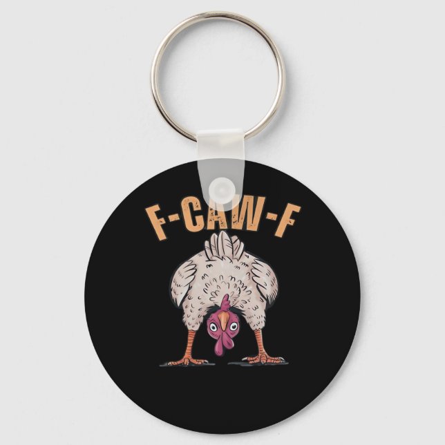 F Caw F Rolig Kyckling Klassisk Retro Cool Stil Nyckelring (Framsida)