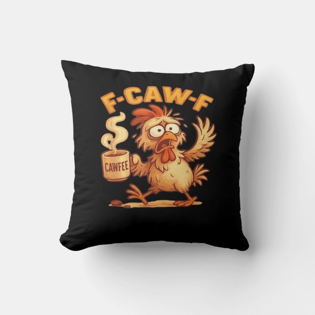 F-Caw-F Rolig Kyckling Klassisk Retro Grafik Kudde (Framsida)