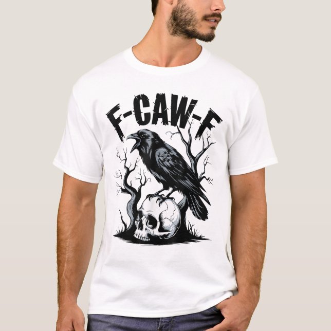 F-Caw-F Rolig Svart Fågel T Shirt (Framsida)