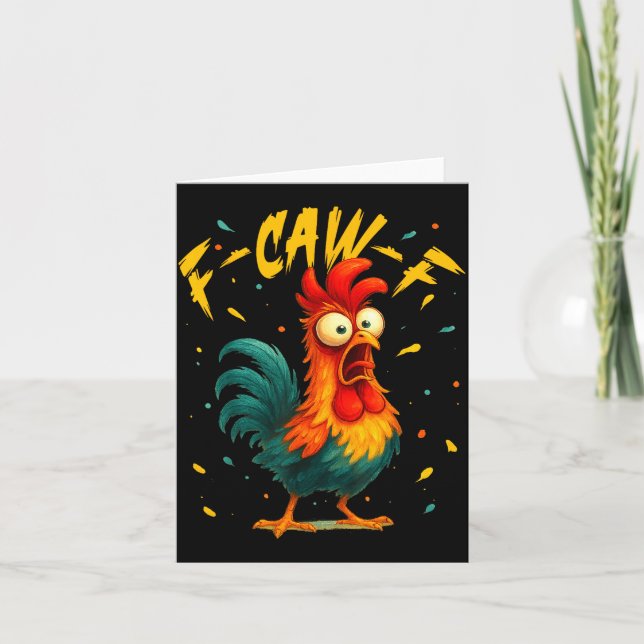 F Caw F Rooster Funny Bird Chicken Whisperer Fawk  Kort (Framsida)