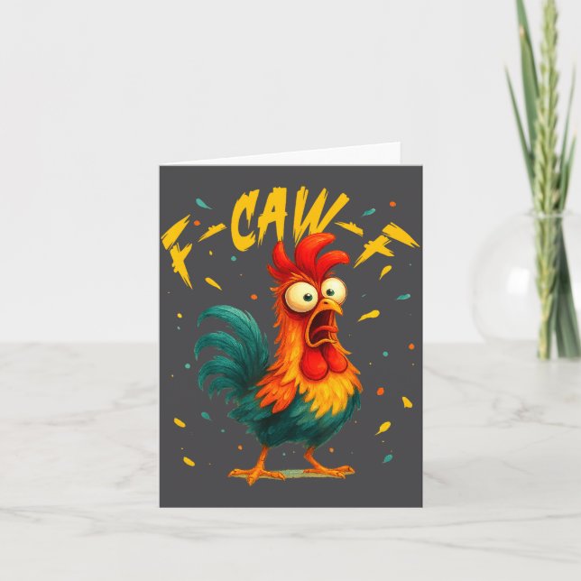 F Caw F Rooster Funny Bird Chicken Whisperer Fawk  Kort (Framsida)