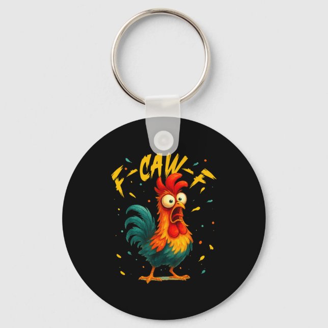 F Caw F Rooster Funny Bird Chicken Whisperer Fawk  Nyckelring (Framsida)