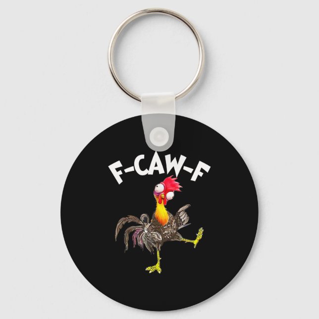 F-caw-f Rooster Funny Bird Fcaw-f Chicken Whispere Nyckelring (Framsida)