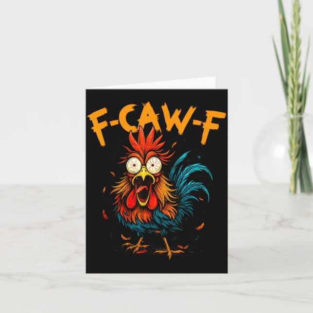 F Caw F Rooster Funny Bird Fcawf Chicken Coffee  Kort (Framsida)