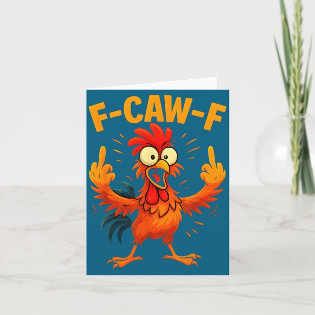 F Caw F Rooster Funny Sarcastic Chicken Middle Fin Kort (Framsida)