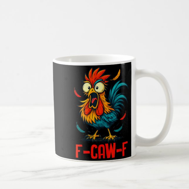 F-caw-f Rooster Meme Funny Chicken Humor Joke Fcaw Kaffemugg (Höger)