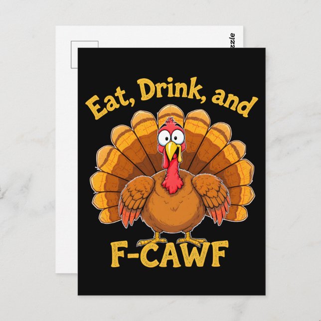 F-Caw-F Thanksgiving Turkiet Cawing 2025-2026 Vykort (Fram/baksida)