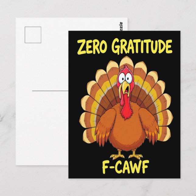 F-Caw-F Thanksgiving Turkiet Cawing 2025-2026 Vykort (Fram/baksida)