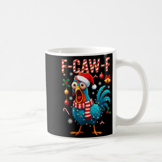 F-caw-f Tupp Meme Rolig Kyckling Fcawk Jul Kaffemugg (Höger)