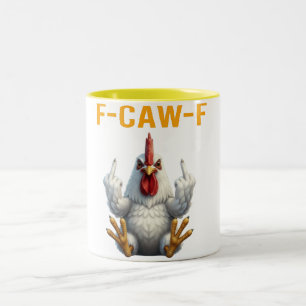 F-Caw-F Tupp Meme Rolig Kyckling Puns Tupp Två-Tonad Mugg