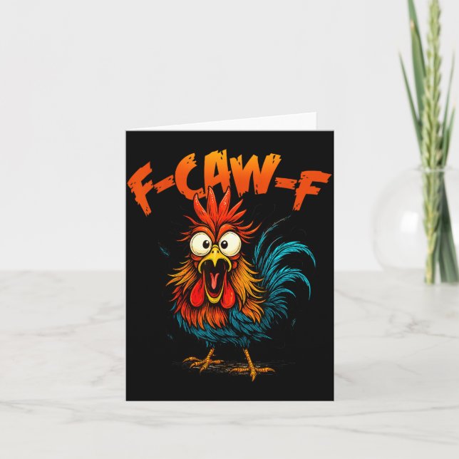 F Caw F Tupp Rolig Kråka Fcawf Kycklingviskaren Kort (Framsida)