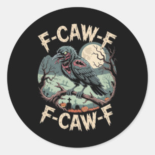 F-caw-f Zombie Kråka Halloween Black Kråka Vintage Runt Klistermärke