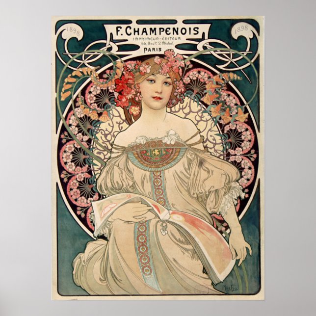 F. Champenois av Alfons Mucha - Art nouveau Poster (Framsidan)
