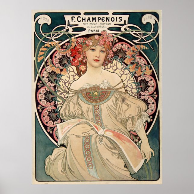 F. Champenois av Alfons Mucha - Art nouveau Poster (Framsidan)