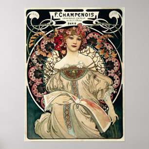 F. Champenois av Alphonse Mucha Poster