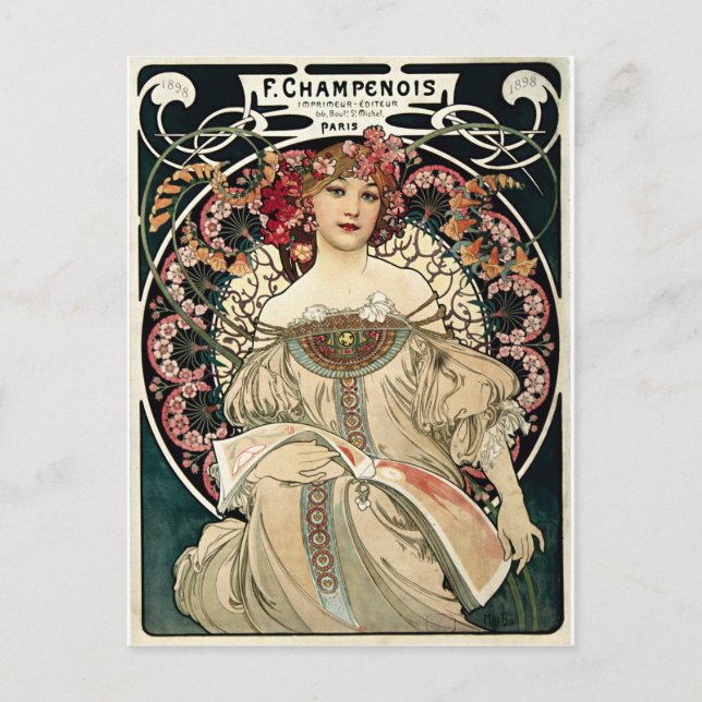 F. Champenois av Alphonse Mucha Vykort (Framsida)