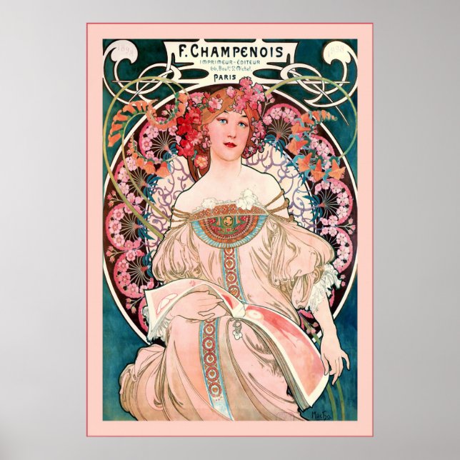 F. Champenois Imprimeur-Editeur ~ Alphonse Mucha Poster (Framsidan)