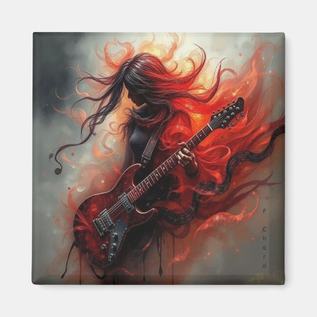 F Chord - AI Digital Art Print Magnet (Framsidan)