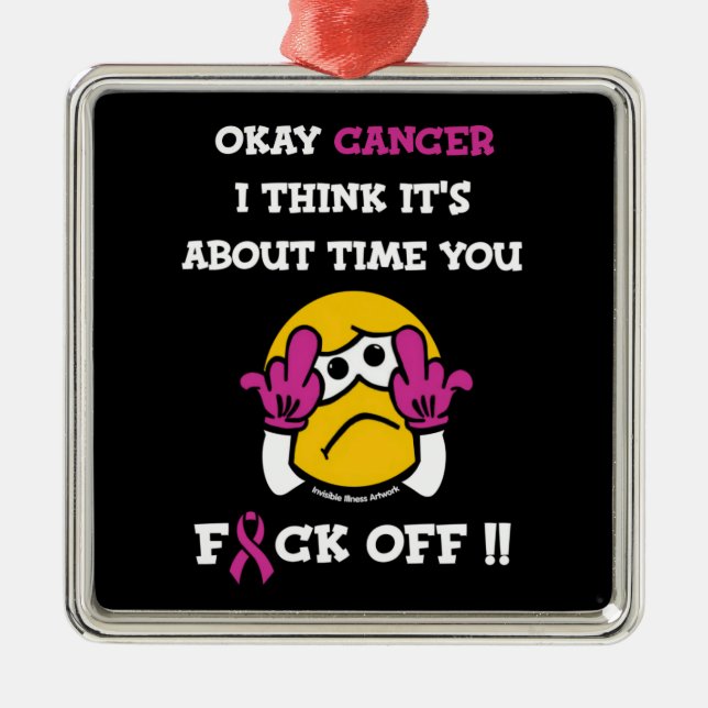 F#CK AV ...bröstcancer Julgransprydnad Metall (Framsidan)
