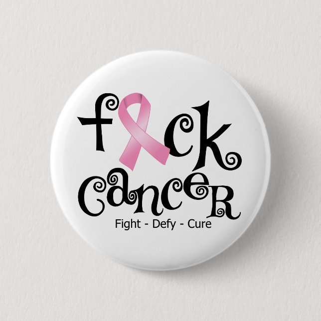 F*CK-bröstcancer (rosa band) Knapp (Framsida)