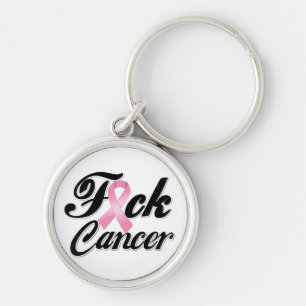F*CK-bröstcancerskjortor Rund Silverfärgad Nyckelring