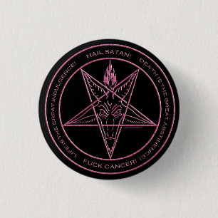 F*CK-CANCER! Baphomet klämmer fast Knapp