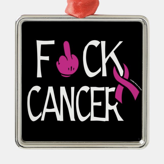 F#CK CANCER ...bröstcancer Julgransprydnad Metall (Framsidan)