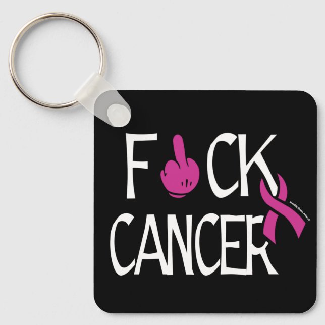 F#CK CANCER ...bröstcancer Nyckelring (Framsida)