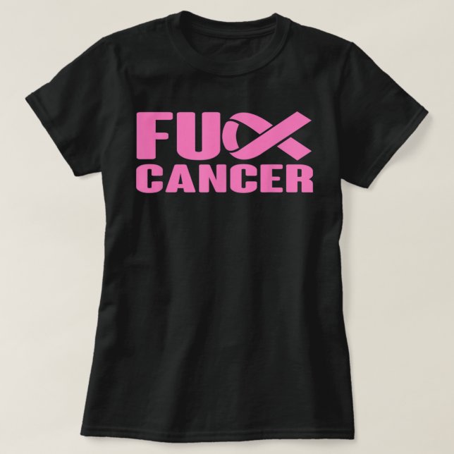 F ck Cancer Rosa Ribbon Breast Cancer Awareness Wo T Shirt (Design framsida)