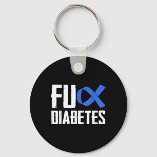 F_ck Diabetes Blue Ribbon Symbol Support Advocate Nyckelring