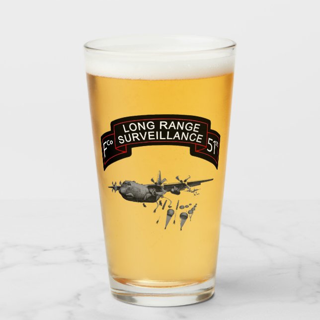 F Co 51:a Inf LRSC Beer Pint Glass Glaskopp (Framsida fylld)